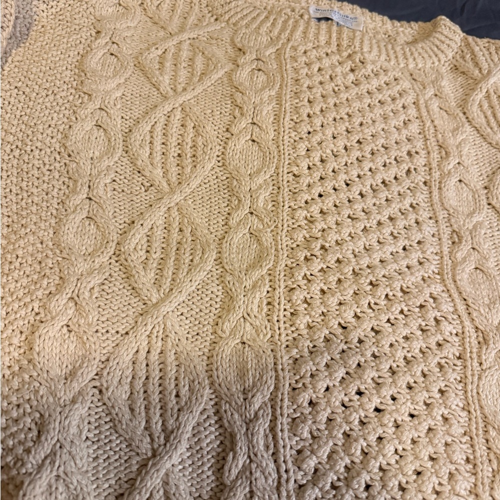 WinterSilks Women's Cable Knit Cream Sweater (2) - Picture 11 of 12